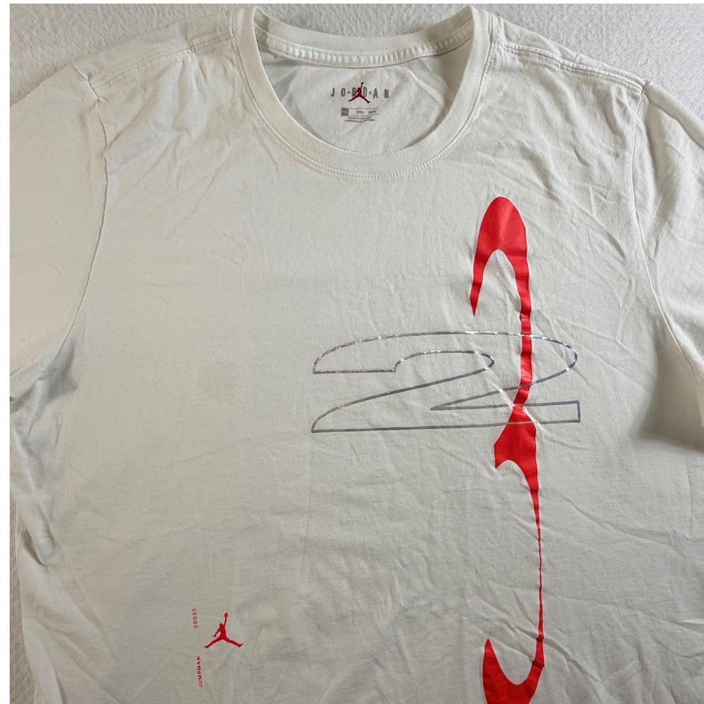 Jordan Graphic Tee Mens 2XL Abstract Jumpman 23 Metallic White Red